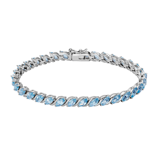 Marquise blue topaz sterling silver bracelet.