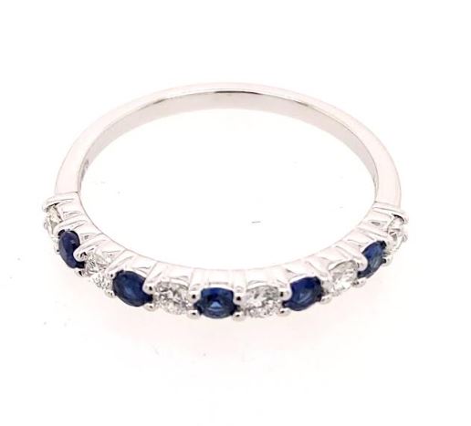 Precious Color Collection Stackable Color Gemstone Band in 14 Karat White with 5 Round Blue Sapphires 0.25ctw