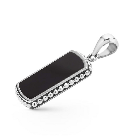 Pendant Lagos Anthem Collection Color Gemstone Necklace in Sterling Silver White - Black with 1 Rectangular Agate