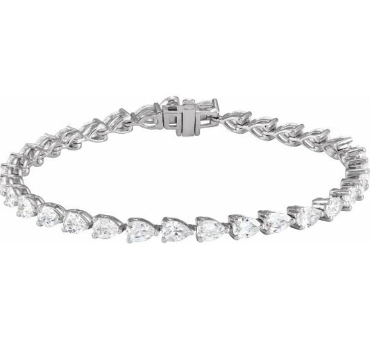 14K white gold bracelet with pear diamonds.