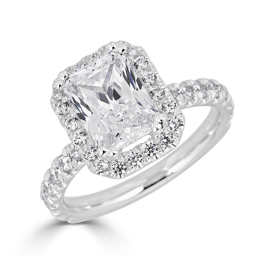 Halo Lab-Grown Diamond Semi-Mount Engagement Ring in 14 Karat White with 38 Round Lab Grown Diamonds, totaling 0.82ctw