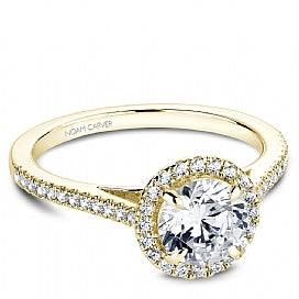 Halo Mined Diamond Engagement Ring in 14 Karat Yellow with 0.22ctw G/H SI2 Round Diamonds