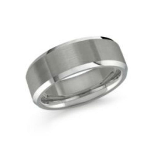 Carved Band (No Stones) in Tungsten Carbide White 8MM
