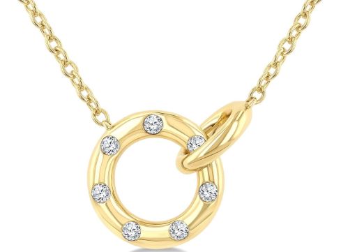 ReMARKable Designs Natural Diamond Necklace in 10 Karat Yellow Gold with 0.14ctw Round Diamonds