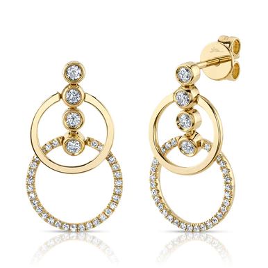 Drop Natural Diamond Earrings in 14 Karat Yellow with 0.39ctw Round Diamond