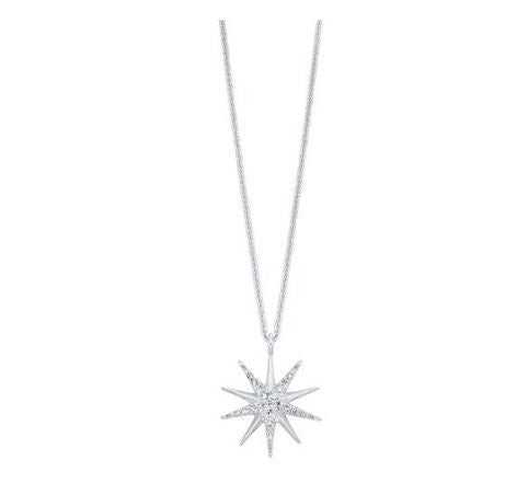 Sterling silver starburst diamond necklace.