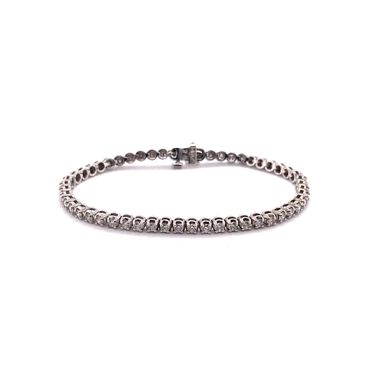 Marks 89 Earth Mined Diamond Tennis Bracelet in 10 Karat White Gold with 1.90ctw G/H SI1 Round Diamonds