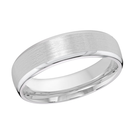 14K white gold band, polished satin finish.