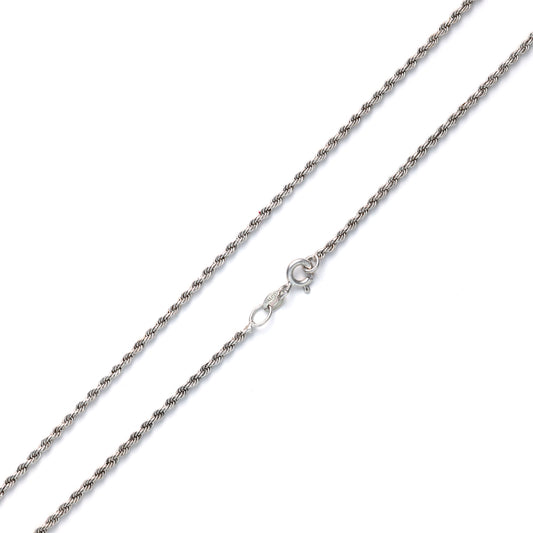 Marks Estate Dept 1 Hollow Rope Chain in 18 Karat White Gold, 16" Length, 1.8mm