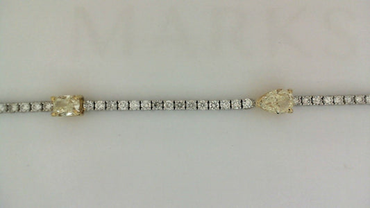 Natural Diamond Bracelet in 18 Karat White - Yellow with 1.01ctw SI1 Cushion Diamond