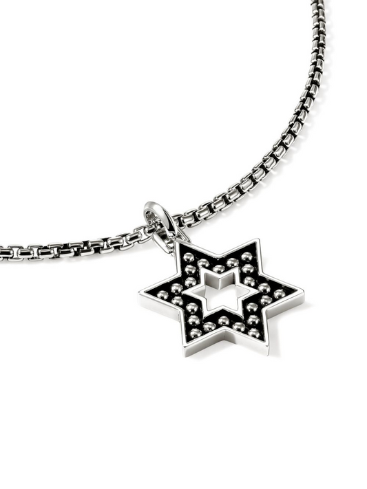 John Hardy Essentials Collection Star of David Necklace (No Stones) in Sterling Silver White