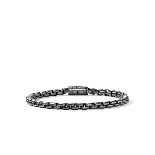 John Hardy Men's Essentials Collection Box Bracelet (No Stones) in Sterling Silver Dark Grey