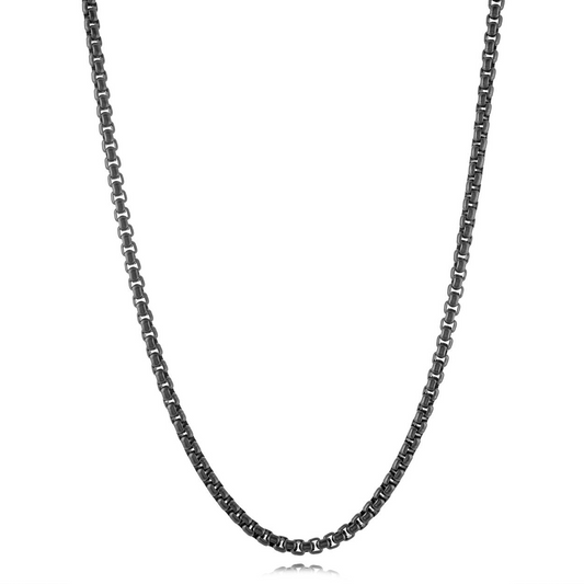 24" Round Box 3.5mm Chain in Stainless Steel Black