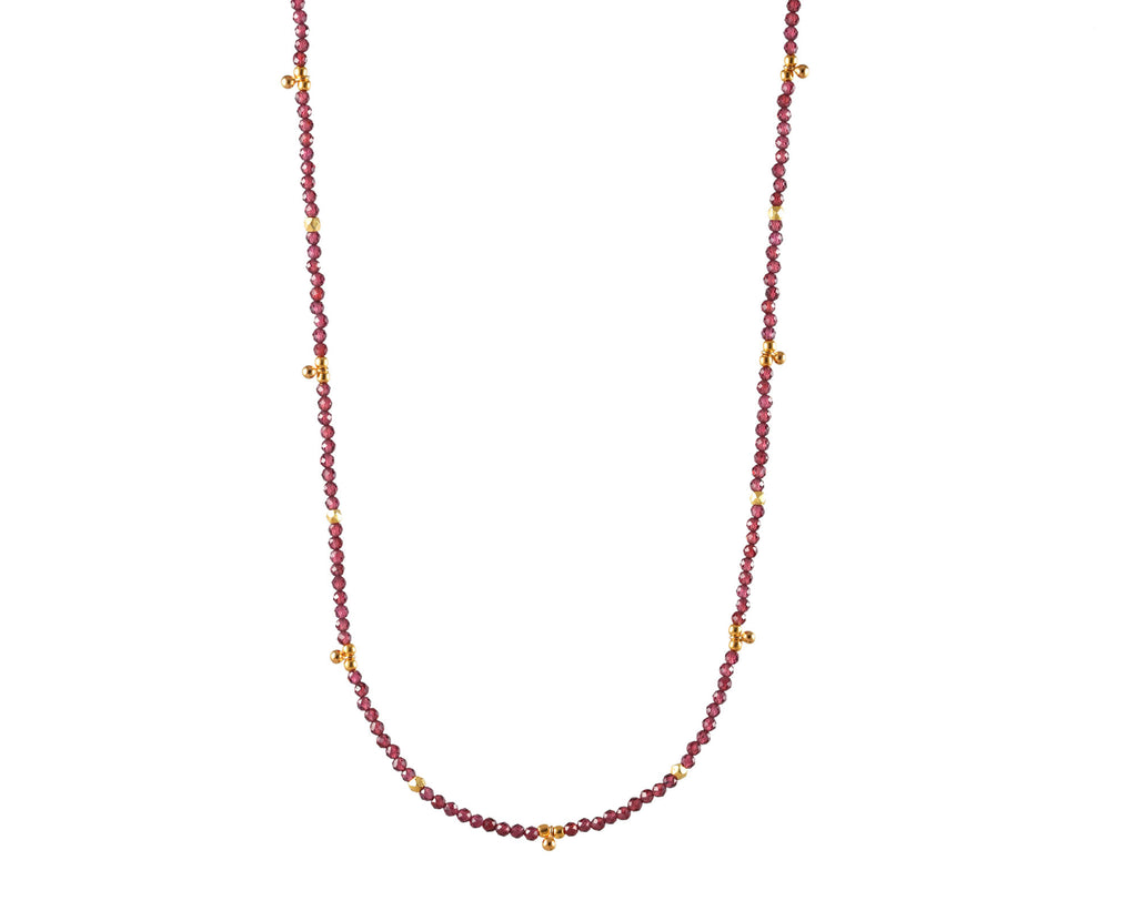 Yellow garnet station necklace with bead chain.