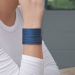 Yellow cable design stainless steel cuff bracelet.