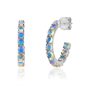 J Hoop earrings with opals in white gold.