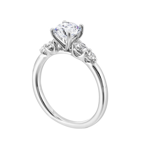 14K white gold ring with round diamonds.