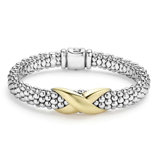 LAGOS Caviar Icon Collection Bracelet (No Stones) in Sterling Silver 18 Karat White Yellow