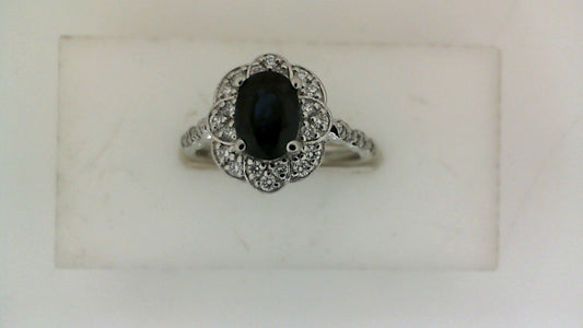 AFFORDABLE GEMS (NY) CORP. Color Gemstone Ring with 1 Oval Sapphire 1.00ctw in Platinum White