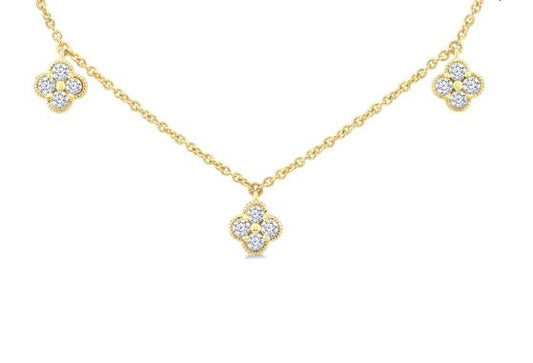 ReMARKable Designs Station Natural Diamond Necklace in 14 Karat Yellow Gold with 0.50ctw Various Shapes Diamonds