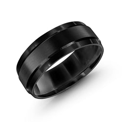 Cobalt black carved band with polished finish.