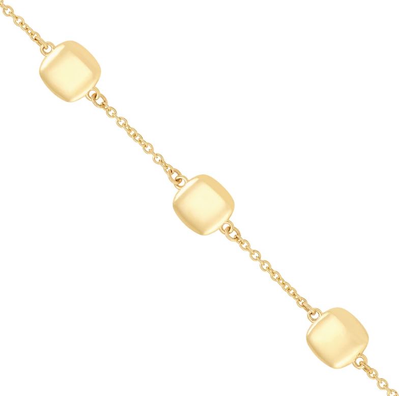 14K yellow gold station bracelet, minimalist design.