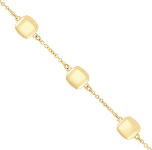 14K yellow gold station bracelet, minimalist design.