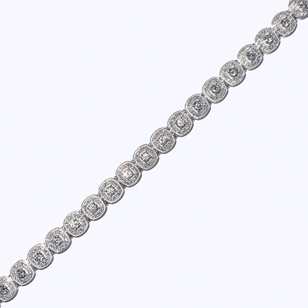 Natural Diamond Bracelet in 18 Karat White with 5.46ctw J I2 Round Diamond