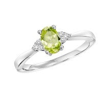 M Semi-Precious Color Collection Color Gemstone Ring in 10 Karat White with 1 Oval Peridot 0.48ctw