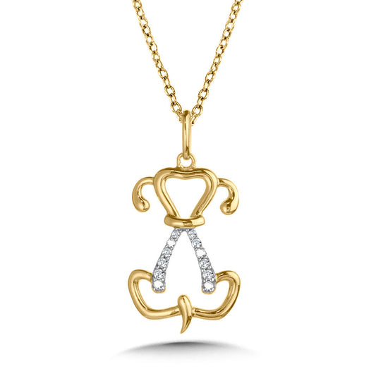 Yellow gold necklace with diamond-accented pendant.