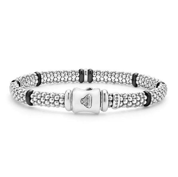 Sterling silver bracelet with diamond accents.