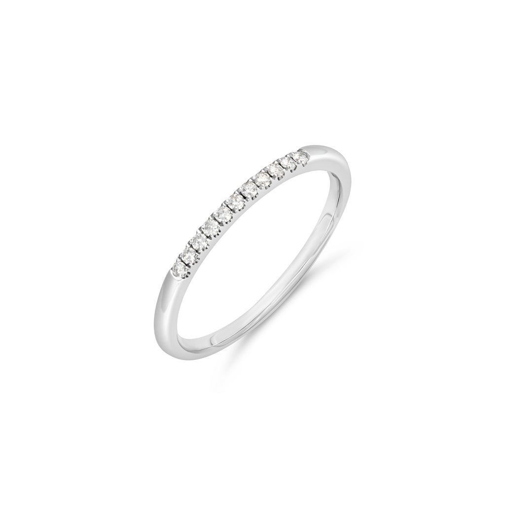 Stackable diamond band, 14K white gold.