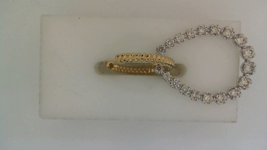 14K gold earrings with round diamonds.