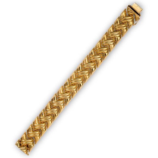 14K Yellow Gold 7.5" Wide Stampado Bracelet