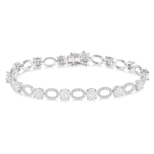 Lovebright Collection Natural Diamond Bracelet in 14 Karat White with 3.14ctw G/H SI2-I1 Round Diamonds