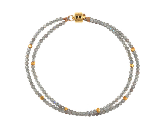 Gold-filled labradorite bead bracelet with magnetic clasp.