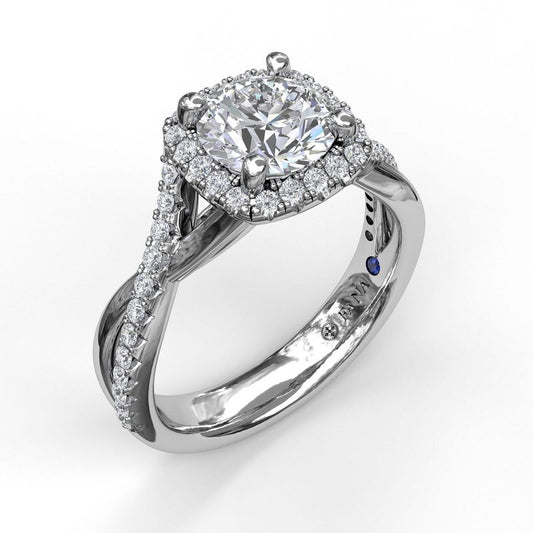 Halo Mined Diamond Engagement Ring in 14 Karat White with 0.33ctw G/H SI1 Round Diamonds