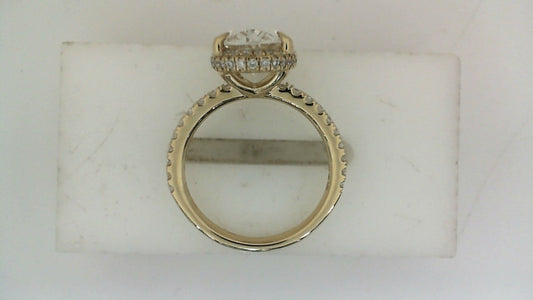 Hidden Accent Side Stone Lab-Grown Diamond Complete Engagement Ring in 14 Karat Yellow with 1 Oval Lab Grown Diamond, Color: F, Clarity: VS1, totaling 3.02ctw