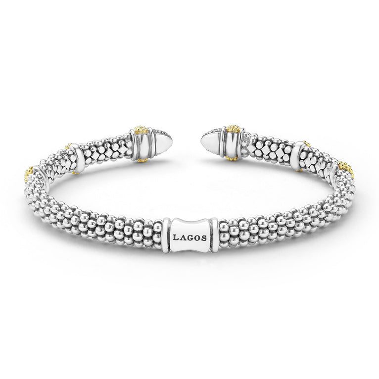 Sterling silver cuff with diamond accents.