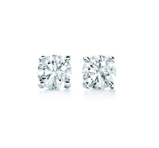 14K white gold diamond stud earrings.