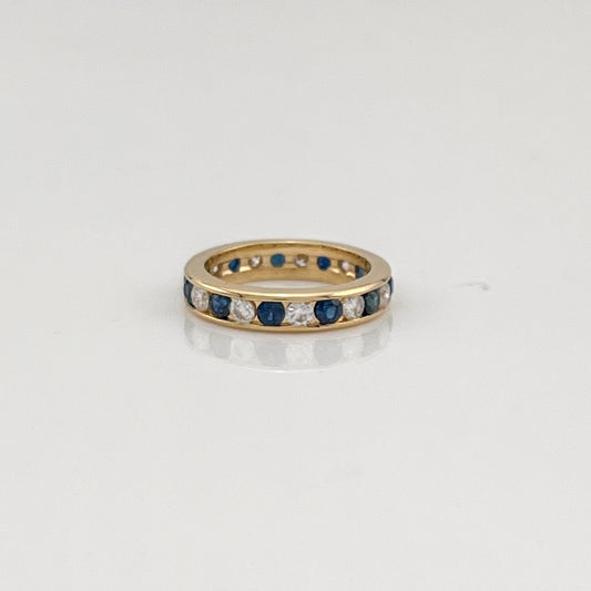 ReMARKable Estate Color Gemstone Ring in 14 Karat Yellow Gold with 11 Round H/I SI2-I1 Diamonds 1.21ctw