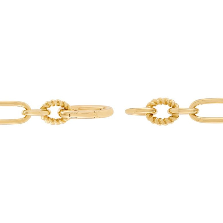 14K yellow gold station bracelet clasp.