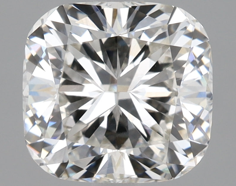 Cushion-cut lab diamond with brilliant facets.