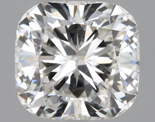 Cushion-cut lab diamond with brilliant facets.