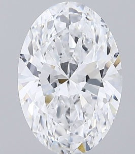 Oval lab diamond, 2.87 carats, brilliant facets.
