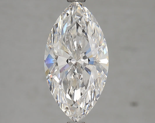 Marquise-cut lab diamond with brilliant facets.