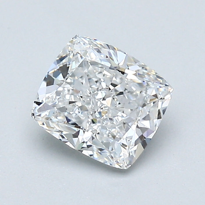 Cushion-cut natural diamond with brilliant facets.