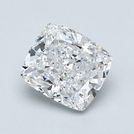 Cushion-cut natural diamond with brilliant facets.