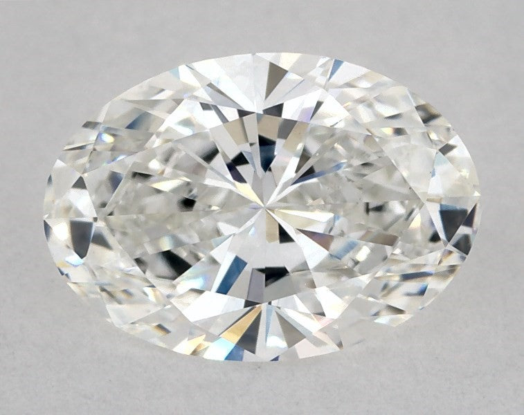 Oval cut diamond with brilliant facets.