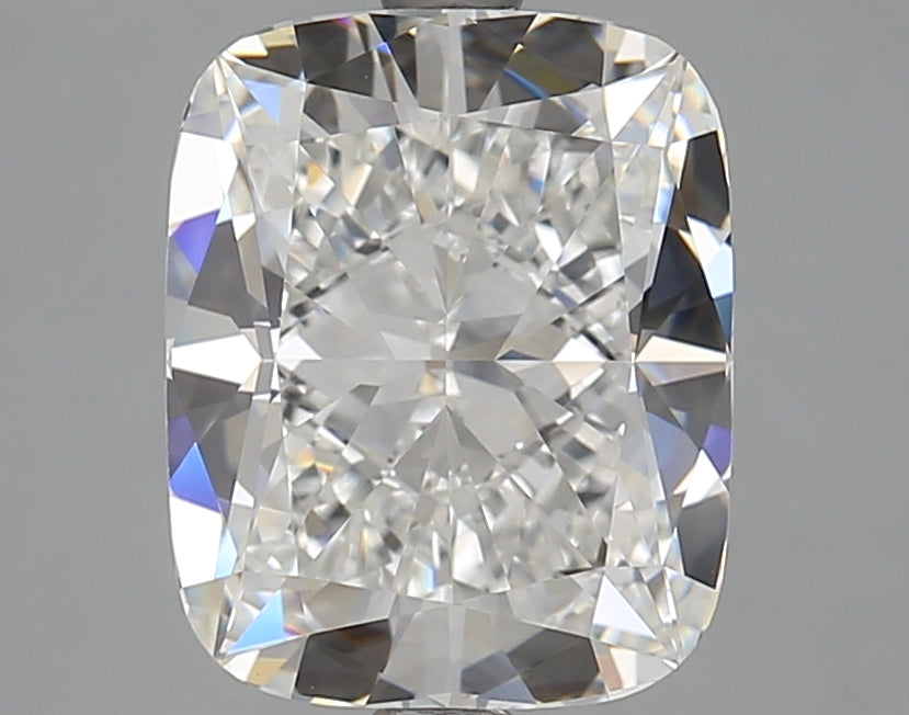 Cushion-cut lab diamond, 4.01 carats, brilliant facets.